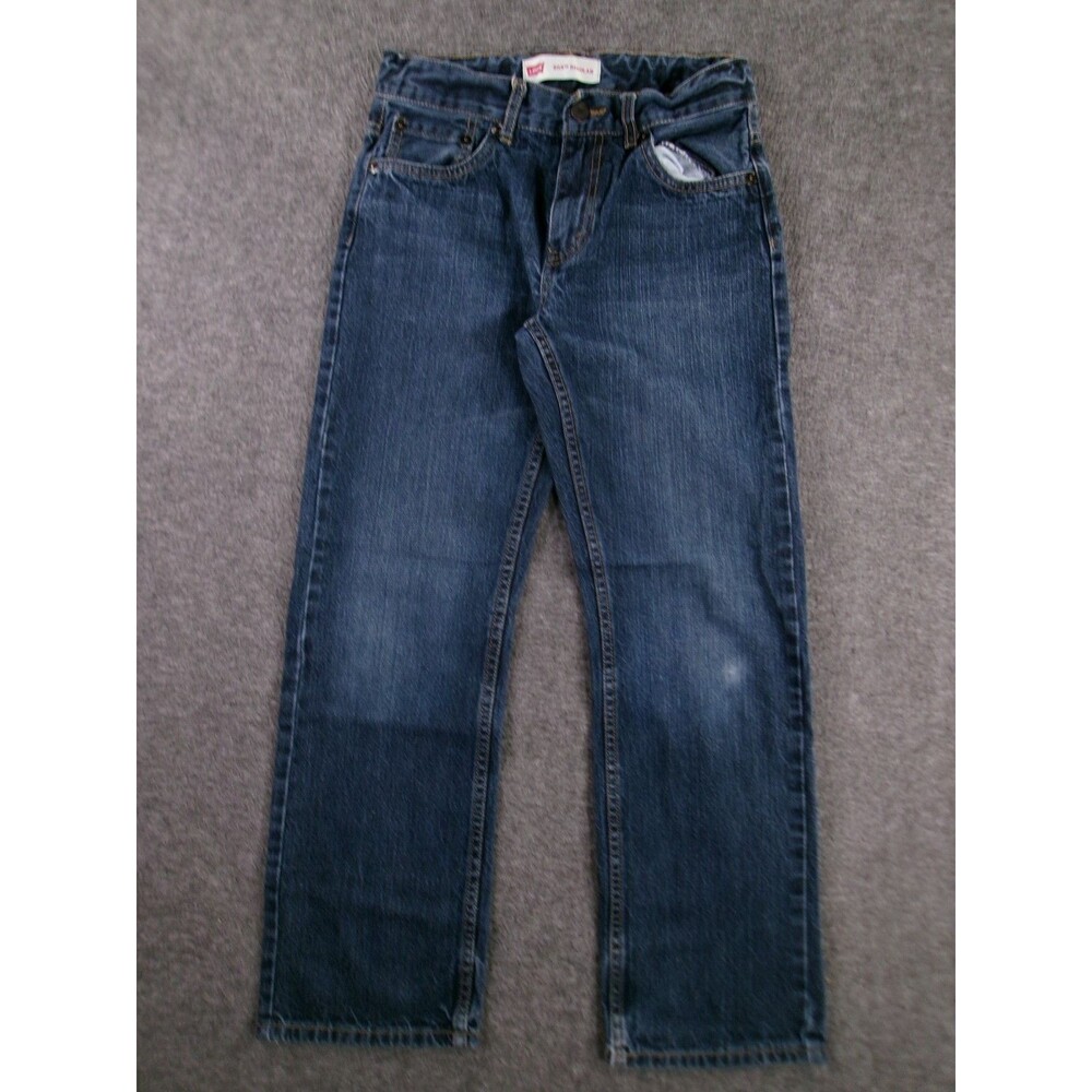 Levis 505 Jean Youth 12 Blue Straight Leg Regular Fit Causal Dark Wash Cotton